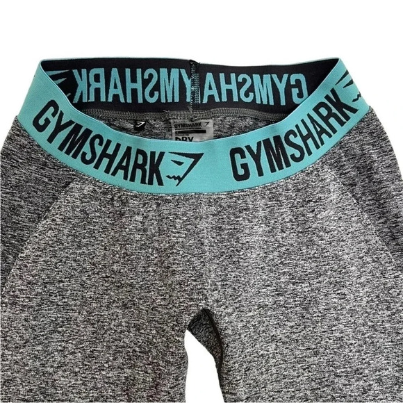 Gymshark Flex Seamless Grey Charcoal Marl/Dusty Teal Band Crop Leggings Size S - Picture 3 of 5